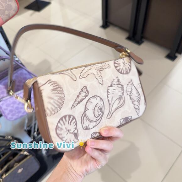 NWT Coach Nolita 19 With Shell Print Signature Canvas CBK79 Gold/Sand Multi - Picture 2 of 9